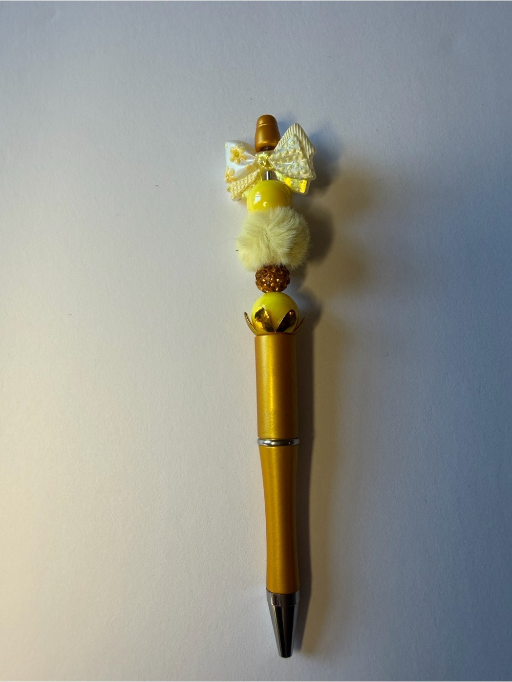Yellow Decorative Pen with Bow Accent